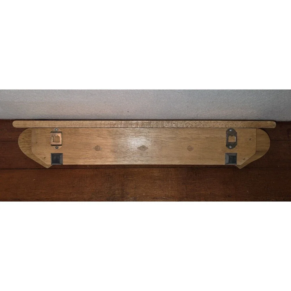 VTG Wooden Hearts Wall Shelf 3 Pegs Solid Oak Grandmacore 18 X 3.5 X 3.5